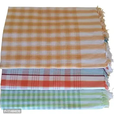 ImegaZ Handloom 100% Pure Cotton Bath Checks Towels Combo, Towel Size 53 inch/25 inch, 63 cm/ 135 cm Multicolor, Pack of 3.-thumb2