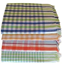 ImegaZ Handloom 100% Pure Cotton Bath Checks Towels Combo, Pack of 4, Towel Size 53 inch/25 inch, 63 cm/ 135 cm , Multicolor-thumb1