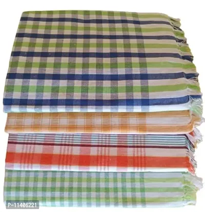 ImegaZ Handloom 100% Pure Cotton Bath Checks Towels Combo, Pack of 4, Towel Size 53 inch/25 inch, 63 cm/ 135 cm , Multicolor-thumb2