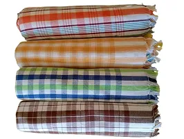 ImegaZ Handloom 100% Pure Cotton Bath Checks Towels Combo, Pack of 4, Towel Size 53 inch/25 inch, 63 cm/ 135 cm, Multicolor.-thumb2