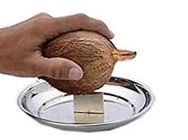 ImegaZ Stainless Steel Heavy Duty Coconut Breaker Plate for Easy to Break Coconut neatly with Bottom Support-thumb1