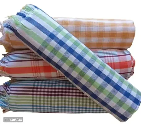 ImegaZ Handloom 100% Pure Cotton Bath Checks Towels Combo, Pack of 4, Towel Size 53 inch/25 inch, 63 cm/ 135 cm, Multicolor.