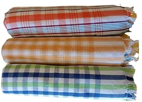 ImegaZ Handloom 100% Pure Cotton Bath Checks Towels Combo, Towel Size 53 inch/25 inch, 63 cm/ 135 cm Multicolor, Pack of 3.-thumb2
