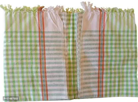 ImegaZ Handloom 100% Pure Cotton Bath Checks Towels Combo, Pack of 3, Towel Size 53 inch/25 inch, 63 cm/ 135 cm, Multicolor-thumb5