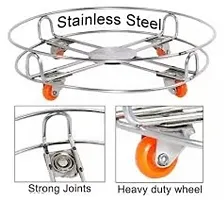 ImegaZ Stainless Steel Gas Cylinder Trolley Stand with Movable Wheels for replacing Gas Cylinders and Multipurpose-thumb2