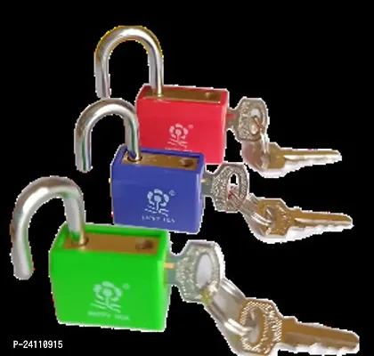 ImegaZ Small Luggage PadlocksSuitcase Locks with Keys, Metal Padlocks Mini lock for School Gym Classroom Matching Game (Multicolor, 3 Pack)-thumb0