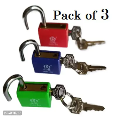 ImegaZ Metal Luggage Padlocks with Keys, Small Size Padlocks for Securing Luggage, Baggage Locking System, Tiny SmallBaggage Lock Multi-color Pack of 3