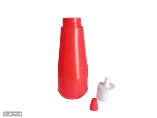 ImegaZ Plastic Food Grade Sauce Bottle Vinegar Oil Ketchup Cruet Bottles (400 ML, Red color, Pack of 2)-thumb0