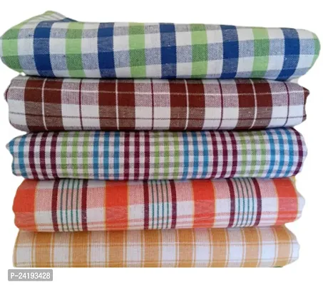 ImegaZ Handloom 100% Pure Cotton Bath Checks Towels Combo, Pack of 5, Towel Size 53 inch/25 inch, 63 cm/ 135 cms, Multicolor-thumb0