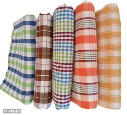 ImegaZ Handloom 100% Pure Cotton Bath Checks Towels Combo, Pack of 5, Towel Size 53 inch/25 inch, 63 cm/ 135 cm, Multicolor.,-thumb0