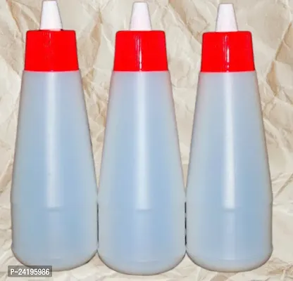 ImegaZ Reusable Squeezy Sauce Bottle, Food Grade Ketchup Bottle, Freezer Safe (400 ML, White color, Pack of 3)