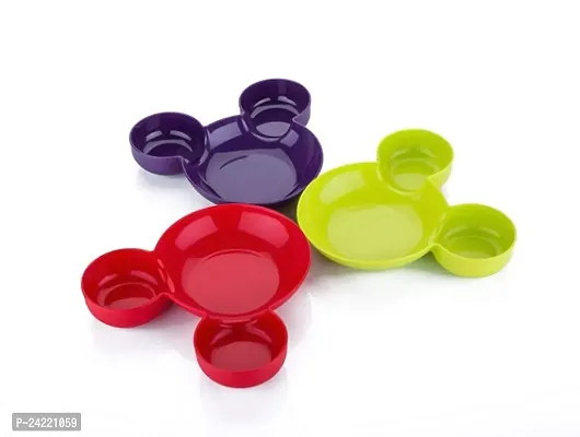 ImegaZ Kids Mickey shaped Plate - Unbreakable Mickey shaped Shaped Kids Snack Serving Sectioned Plate for Kids, Breakfast, Lunch, Dinner Snacks Meals Serving for Children Set of 5 Multicolor..