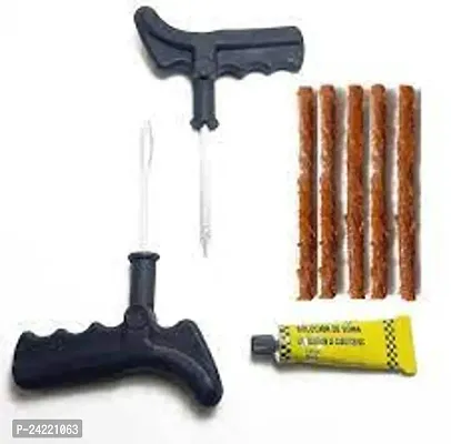 ImegaZ Tubeless Tyre Puncture Repair Kit (Nose Pliers + Rubber Cement + Extra Strips) Tubeless Tyre Puncture Repair Kit Pack of 1