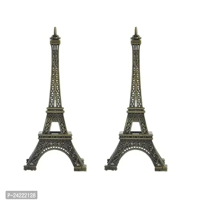 Classic Antique Finish 3D Metal Paris Eiffel Tower Metal Craft, Metal Eiffel Statuefor Cabinet, Office, Gifts Decorative Showpiece - Pack of 2-thumb0