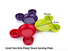 ImegaZ Kids Mickey shaped Plate - Unbreakable Mickey shaped Shaped Kids Snack Serving Sectioned Plate for Kids, Breakfast, Lunch, Dinner Snacks Meals Serving for Children Set of 3 Multicolor.,-thumb1