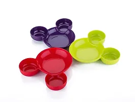 ImegaZ Kids Mickey shaped Plate - Unbreakable Mickey shaped Shaped Kids Snack Serving Sectioned Plate for Kids, Breakfast, Lunch, Dinner Snacks Meals Serving for Children Set of 3 Multicolor.,-thumb3