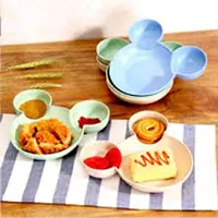 ImegaZ Kids Mickey shaped Plate - Unbreakable Mickey shaped Shaped Kids Snack Serving Sectioned Plate for Kids, Breakfast, Lunch, Dinner Snacks Meals Serving for Children Set of 3 Multicolor.,-thumb4