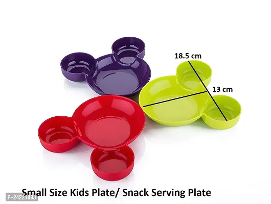 ImegaZ Kids Mickey shaped Plate - Unbreakable Mickey shaped Shaped Kids Snack Serving Sectioned Plate for Kids, Breakfast, Lunch, Dinner Snacks Meals Serving for Children Set of 3 Multicolor-thumb3
