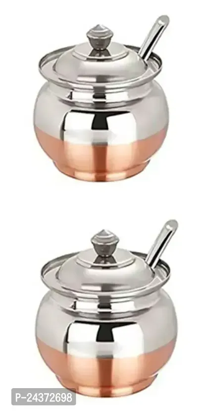 ImegaZ Copper Caoted Base Stainless Steel Ghee Pot With Spo-thumb0