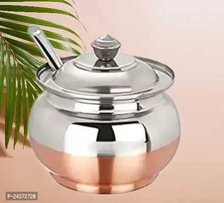 ImegaZ Copper Coated Base Stainless Steel Ghee Pot With Spo-thumb0