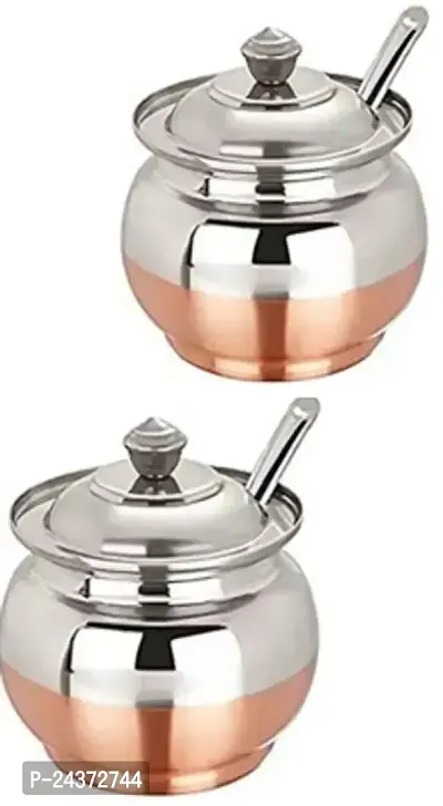 ImegaZ Copper Coated base Steel Ghee Pot With Spo-thumb0