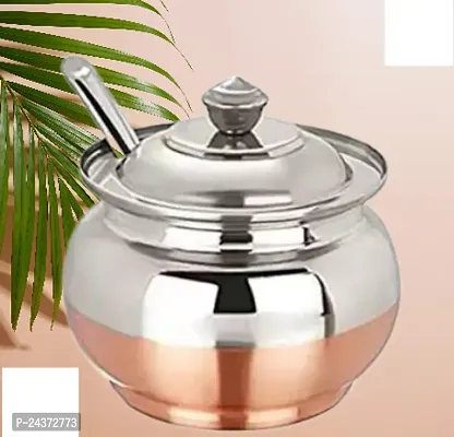 ImegaZ Copper Coated Base Stainless Steel Ghee Pot with Spo-thumb0