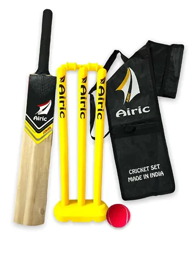 Airic Dashing Kashmiri Popular Willow bat with Plastic Wicket Set for kids (Size 1) Cricket Kit