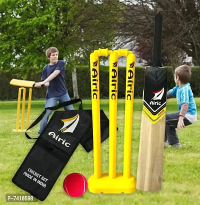 Airic Dashing Kashmiri Popular Willow bat with Plastic Wicket Set for kids (Size 1) Cricket Kit-thumb3