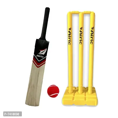 Airic Dashing Kashmiri Popular Willow bat with Plastic Wicket Set and Tennis Ball (Size 6) Cricket Kit-thumb0