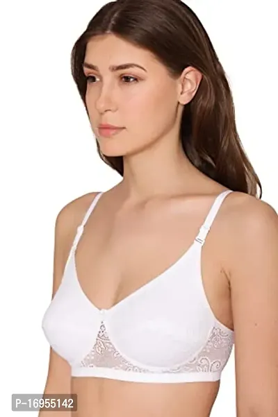 BODYSHELL Womens Soft Net Bra Full Coverage Non Padded Bra Latest Stylish -White Color--thumb0