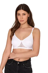 BODYSHELL Women?s Soft Net Bra Full Coverage Non Padded Bra Latest Stylish (White Color)-thumb1