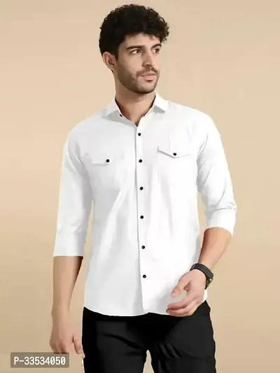 Stylish Cotton Solid Casual Shirt for Men-thumb0