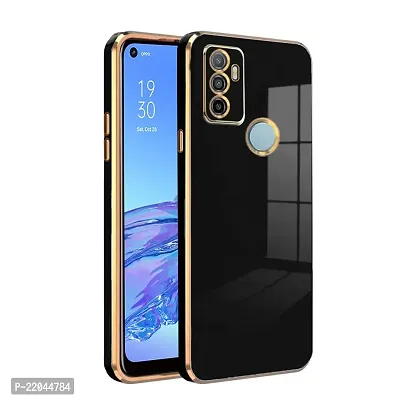 Zcase Flourish Oppo A53 Electroplated Chrome 6D Back Case Cover |Camera Protection|Shock Proof|Slim Fit (Black)-thumb0