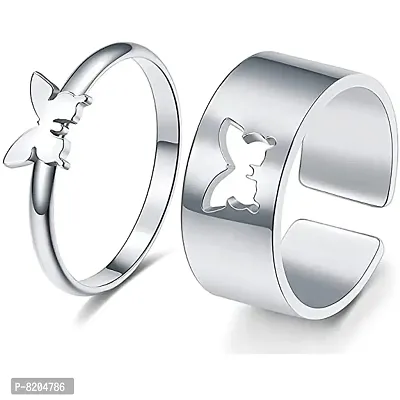 Silver Butterfly Couple Ring Matching Wrap Finger Ring For Women and Men-thumb0
