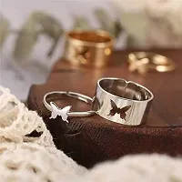 Silver Butterfly Couple Ring Matching Wrap Finger Ring For Women and Men-thumb3