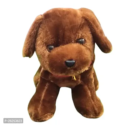 Beautiful Super Soft Dark Brown Fur Bell Dog Soft Toy For Kids, Babies