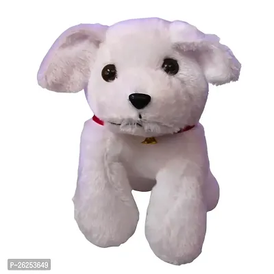 Beautiful Super Soft White Fur Bell Dog Soft Toy For Kids, Babies