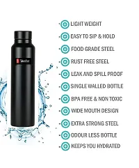 SILVESTER? Stainless Steel Black Color Coated Steel Water Bottle Matte Finish For college/Fridge/Sports/Gym/Yoga/Office- , Set of 1 (Black)-thumb3