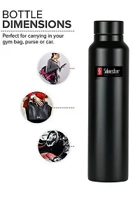 SILVESTER? Stainless Steel Black Matte Finish Steel Water Bottle For college/Fridge/Sports/Gym/Yoga/Office- , Set of 2 (Black)-thumb4