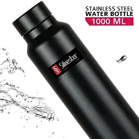 SILVESTER? Stainless Steel Black Color Coated Steel Water Bottle Matte Finish For college/Fridge/Sports/Gym/Yoga/Office- , Set of 1 (Black)-thumb1