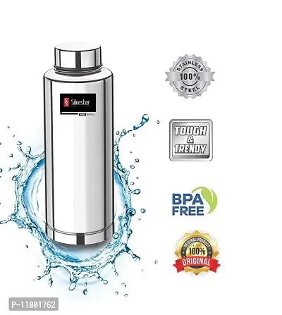 SILVESTER? Stainless Steel Water Bottle,Steel Fridge Bottle,Steel Sports Bottle, Steel Bottle, Gym,Office, Water Bottle -1000 ml (Silver) Pack Of 1-thumb5