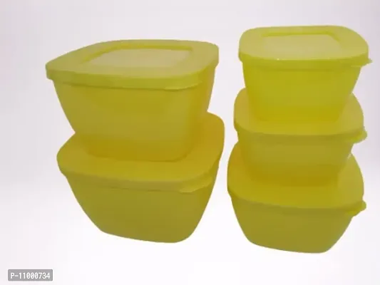 SILVESTER? Plastic Container Set For Kitchen & Refrigerator/Modular Combo Fridge Storage Container Set/Dry Fruits Storage/Fanshan Storage{2000,1500,1000,750,400ml}Yellow Color May vary Pack Of 5