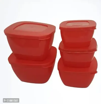 SILVESTER? Plastic Container Set For Kitchen & Refrigerator/Modular Combo Fridge Storage Container Set/Dry Fruits Storage/Fanshan Storage{2000,1500,1000,750,400ml} Red Color May vary Pack Of 5