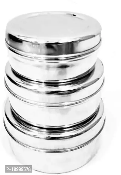 Omkar Enterprises Stainless Steel Grocery Food Storage Container, Set of 3