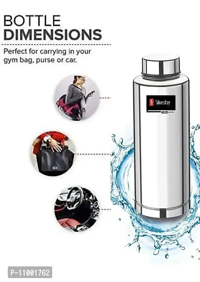 SILVESTER? Stainless Steel Water Bottle,Steel Fridge Bottle,Steel Sports Bottle, Steel Bottle, Gym,Office, Water Bottle -1000 ml (Silver) Pack Of 1-thumb4