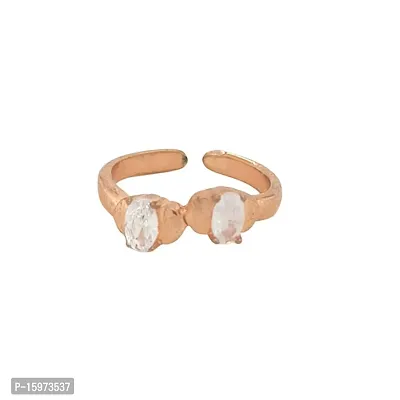 Silver Zircon Rose Gold Ring-thumb0