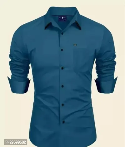 Stylish Cotton Blend Regular Fit Solid Casual Shirt For Men