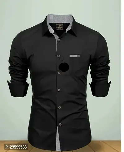 Stylish Cotton Blend Regular Fit Solid Casual Shirt For Men