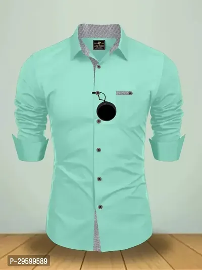 Stylish Cotton Blend Regular Fit Solid Casual Shirt For Men