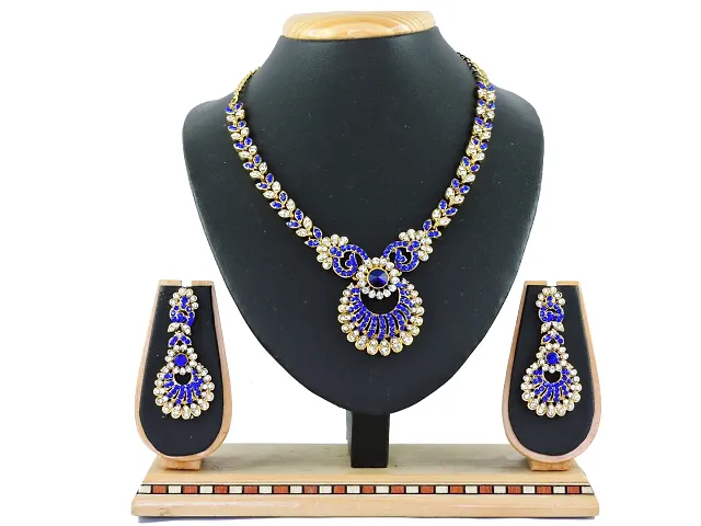 Trendy Designer AD Meena Necklace Set